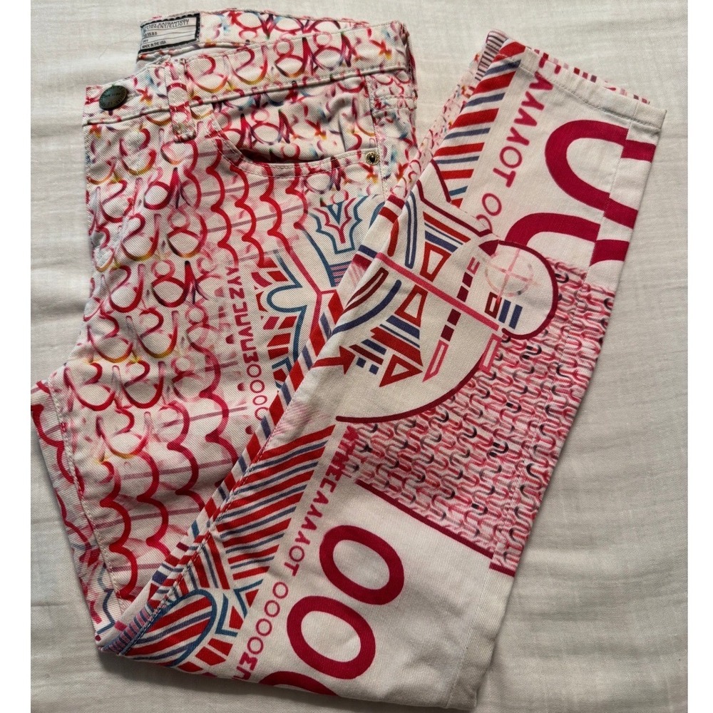 Current Elliott Mary Katrantzou Print Jeans Womens 27 Skinny Graphic Red Blue